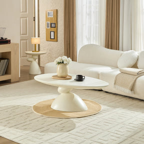 Minimalist Milk White Fiberglass Oval Coffee Table - Omega Lifestyles