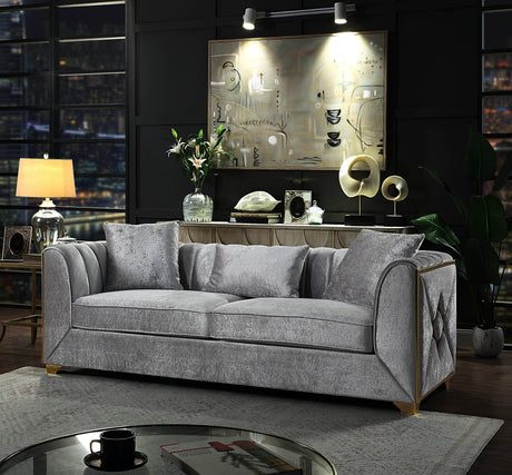 Modern Velvet Upholstered Wood Frame Sofa Three Seat - Omega Lifestyles