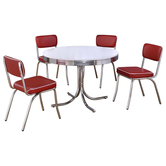 White Metal Round Dining Table And Chair Set - Omega Lifestyles
