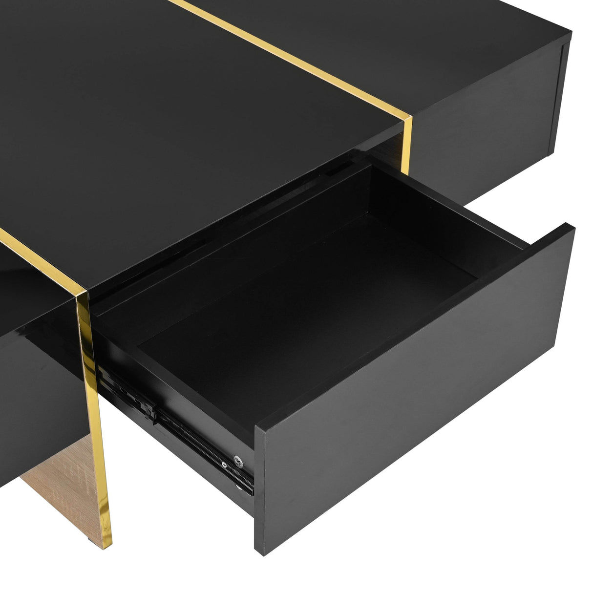 Minimalist High Gloss Black And Gold Coffee Table - Sleep Galleria