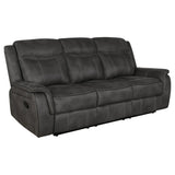 Charcoal Upholstered Reclining Sofa With Pillow Top Arms - Omega Lifestyles