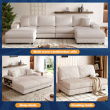 Modern Convertible U-Shaped Corduroy Fabric Sofa - Omega Lifestyles