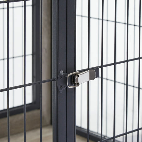 Furniture Style Grey Dog Crate With Rolling Wheels - Omega Lifestyles