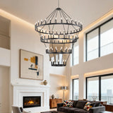 Farmhouse 70-Inch 60-Light Wagon Wheel Chandelier - Omega Lifestyles