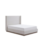 King Minimalist Upholstered Wingback Bed Frame With Wood Base - Omega Lifestyles