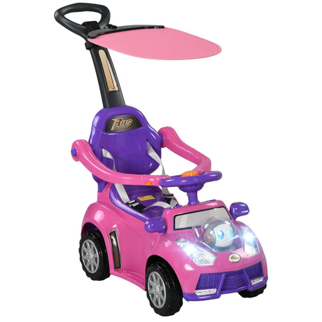 3-in-1 Toddler Push Car With Canopy Music Horn - Omega Lifestyles