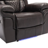Brown Faux Leather Manual Recliner Chair With LED Light - Omega Lifestyles