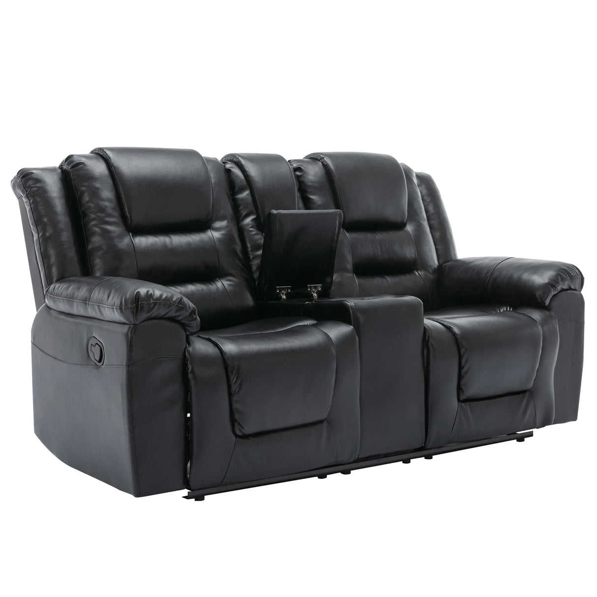 2-Seater Manual PU Leather Recliner Chair With Storage - Omega Lifestyles
