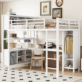 Full Metal Loft Bed With Wardrobe And L-Shaped Desk - Omega Lifestyles