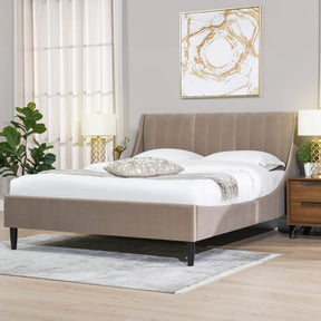 Modern Velvet Upholstered Platform Bed Frame - Omega Lifestyles