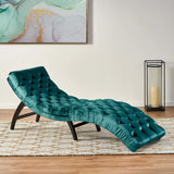 Elegant Teal Altay Velvet Tufted Curved Chaise Lounge - Omega Lifestyles