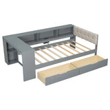 Twin Wood Platform Bed With Upholstered Headboard And Storage - Omega Lifestyles