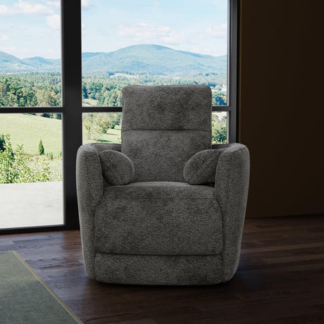 Gray Soft Foam Swivel Recliner With Manual Footrest - Omega Lifestyles