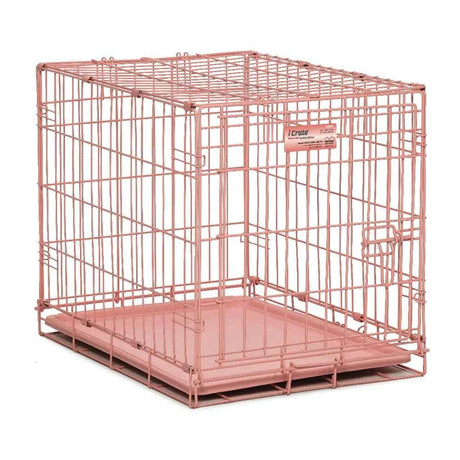Icrate Single Door Dog Crate, Pink, 24" X 18" X 19"