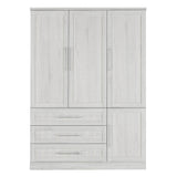 Classic White Solid Wood 4 Door Wardrobe With Drawers - Omega Lifestyles