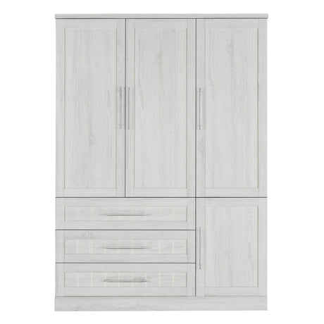 Classic White Solid Wood 4 Door Wardrobe With Drawers - Omega Lifestyles
