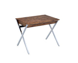 Weathered Oak Chrome Finish Writing Desk With Storage - Omega Lifestyles