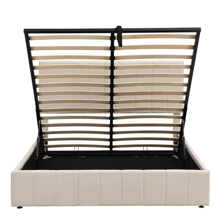 Queen Upholstered Platform Bed With Hydraulic Storage System - Omega Lifestyles