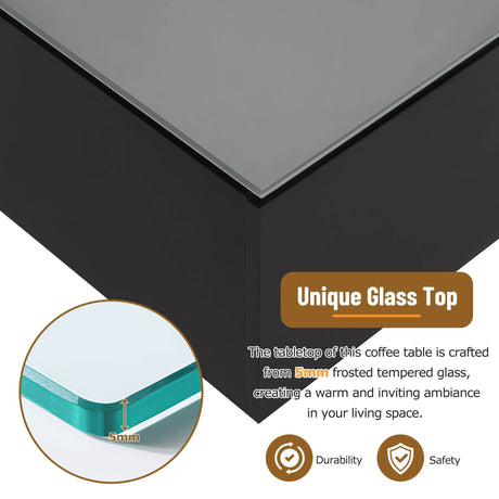 Modern Black High Glossy Coffee Table With LED Lights - Sleep Galleria