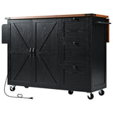 Farmhouse Kitchen Island Cart With Power Outlet - Omega Lifestyles