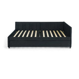 Full Size Velvet Upholstered Daybed With Trundle - Omega Lifestyles