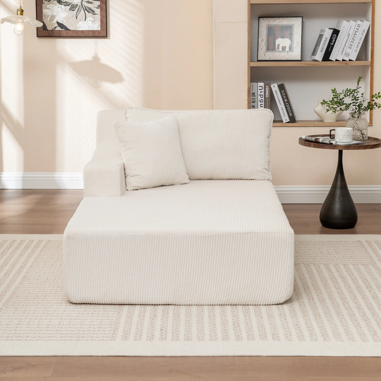 Corduroy Foam Right Armrest Chaise Lounge Chair - Omega Lifestyles