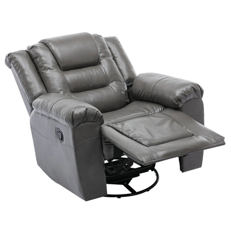 Grey PU Manual Reclining Rocking Swivel Recliner Chair - Omega Lifestyles