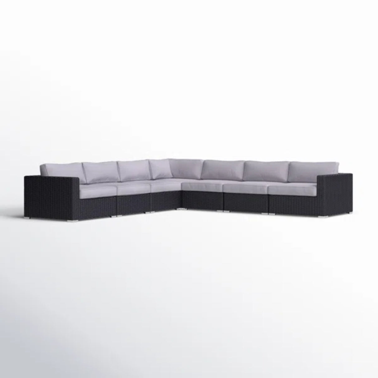 7-Piece Aluminum Wicker Outdoor Patio Sectional Set With Cushions