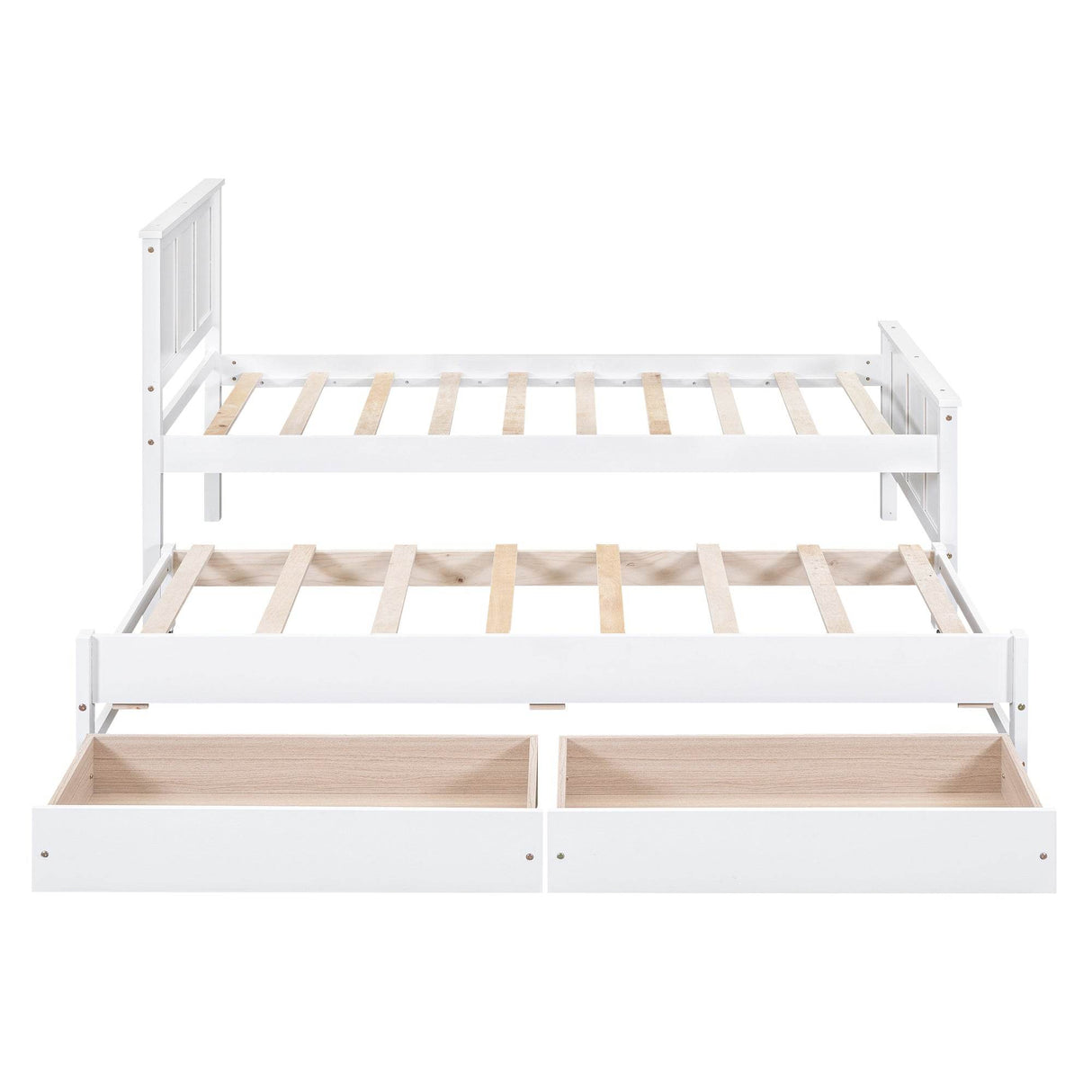 Twin Platform Bed With Trundle And Storage Drawers - Omega Lifestyles