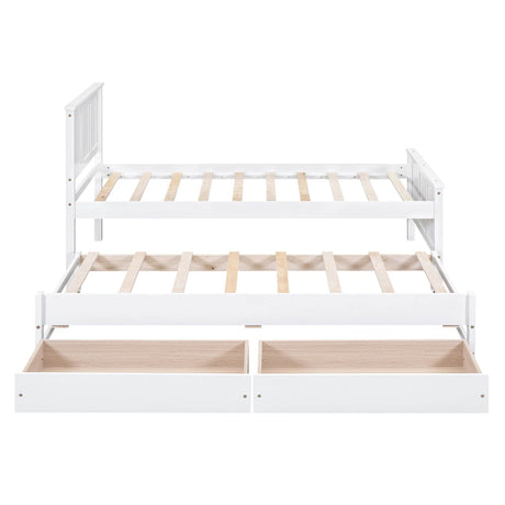 Twin Platform Bed With Trundle And Storage Drawers - Omega Lifestyles