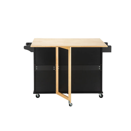 Rolling Kitchen Island Cart With Rubber Wood Tabletop - Omega Lifestyles
