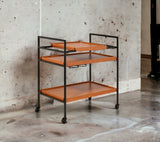 Oaken Black And Oak Finish Metal Serving Cart - Omega Lifestyles