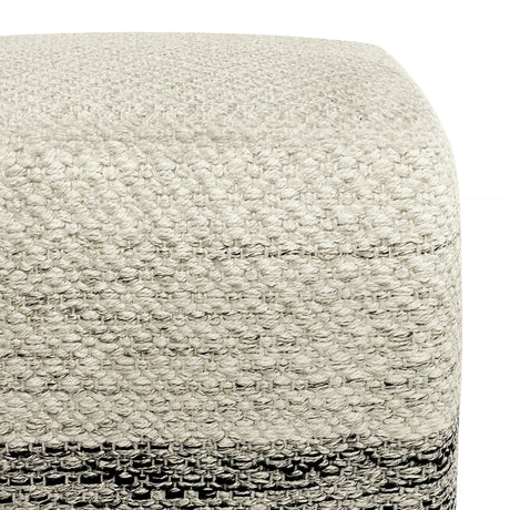 Square Woven Indoor Outdoor White Fabric Pouf Seat - Omega Lifestyles