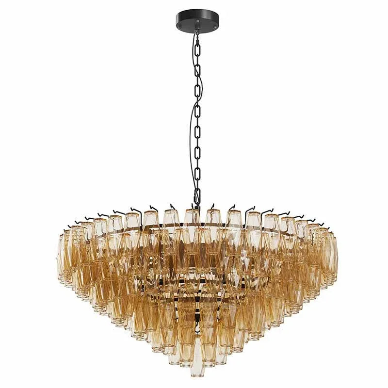 Modern Round 37-Inch Smoke Glass Dimmable Chandelier - Omega Lifestyles