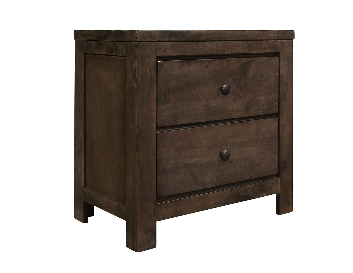 Brown Engineered Wood 2-Drawer Modern Rustic Nightstand