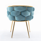 Blue Velvet Knitted Leisure Accent Chair With Backrest - Omega Lifestyles