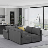 Modern U-Shaped 6-Seater Modular Sectional Sofa With Storage - Omega Lifestyles