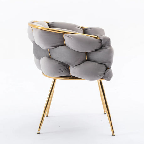 Modern Gray Velvet Accent Chair With Gold Legs - Omega Lifestyles