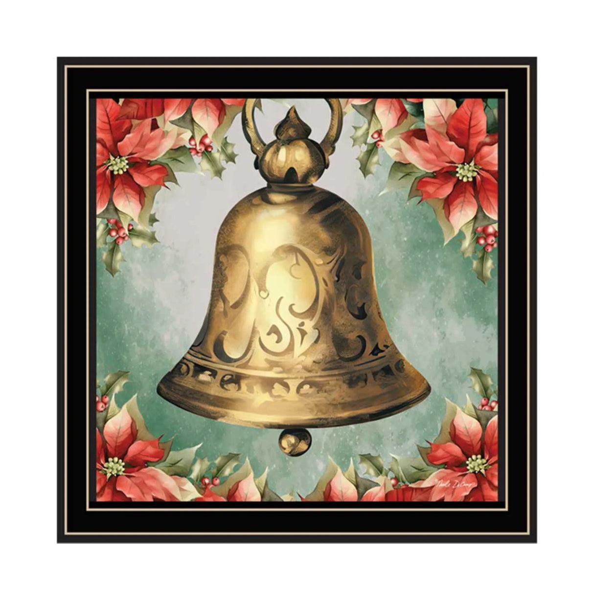 2-Piece Old World Reindeer Bell Black Framed Wall Art - Omega Lifestyles