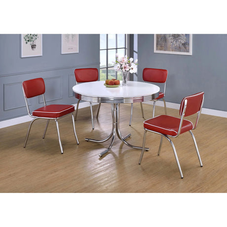 White Metal Round Dining Table And Chair Set - Omega Lifestyles