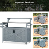 Outdoor Rolling Grill Cart With Raised Shelf Storage - Omega Lifestyles