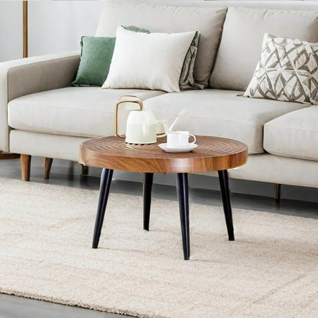 Natural Wood Grain Texture Round Coffee Table - Sleep Galleria