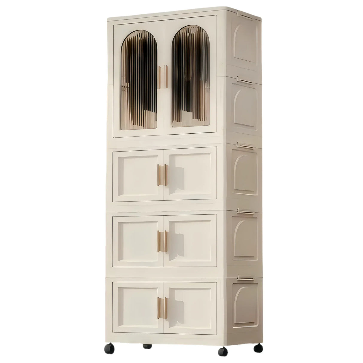 Folding Plastic Wardrobe Cabinet With Wheels and Hangers - Omega Lifestyles