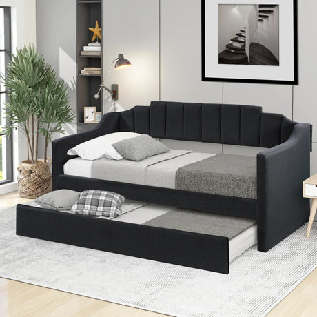 Upholstered Twin Daybed With Wheeled Trundle - Omega Lifestyles