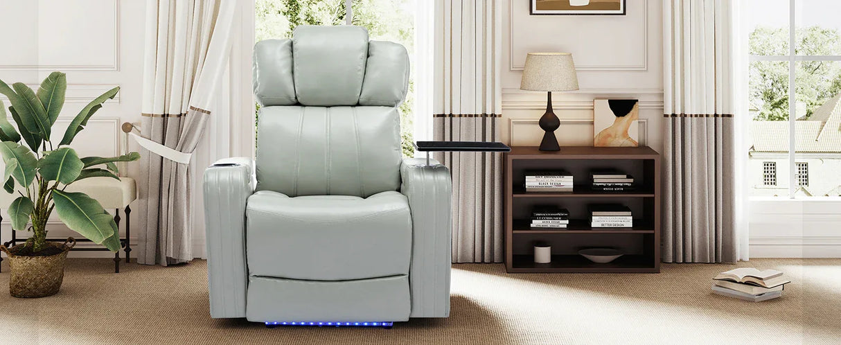 Modern PU Leather Power Recliner Chair With Bluetooth Speaker - Omega Lifestyles