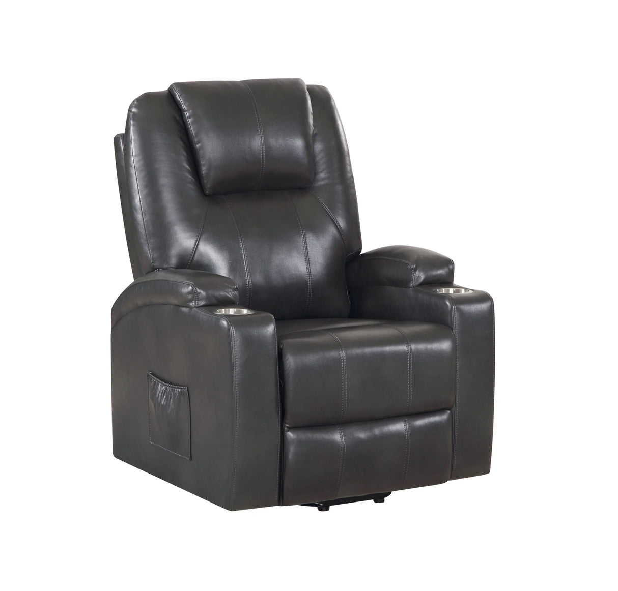 Gunmetal Faux Leather Power Lift Massage Recliner - Omega Lifestyles