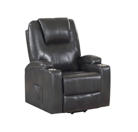 Gunmetal Faux Leather Power Lift Massage Recliner - Omega Lifestyles