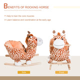 Plush Wooden Giraffe Kids Rocking Horse Toy Chair - Omega Lifestyles