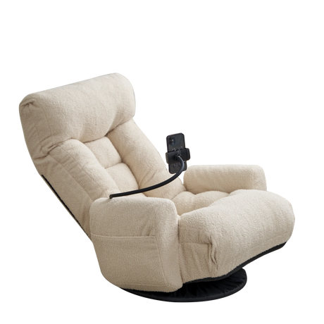 Adjustable Beige Soft Plush Rotating Lounge Chair - Omega Lifestyles