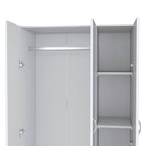 White Engineered Wood Three-Door Wardrobe With Drawers - Omega Lifestyles
